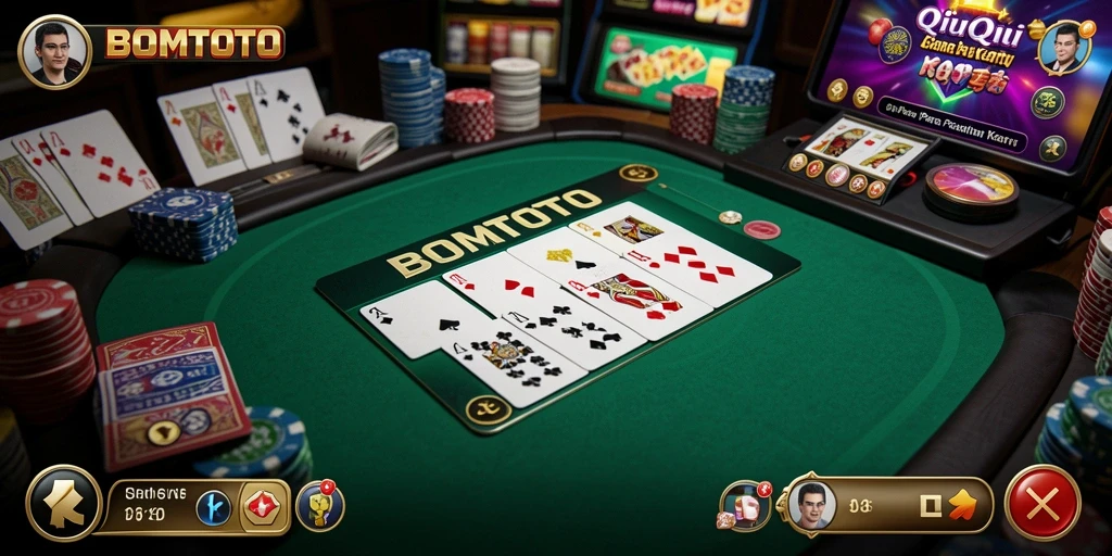 Screenshot gameplay QiuQiu di BOMTOTO menunjukkan keseruan bertanding.