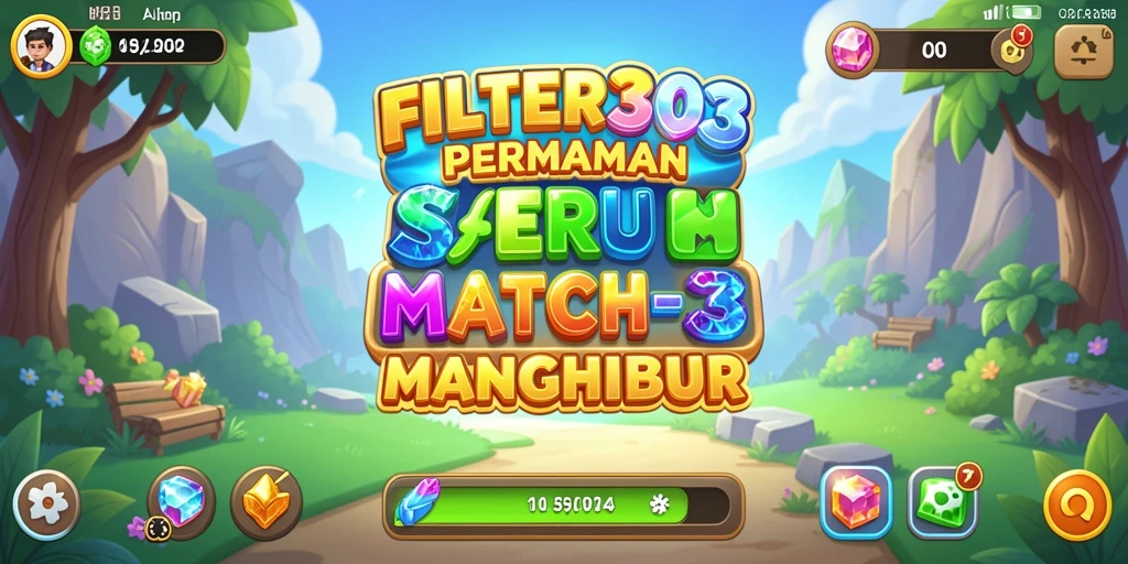 Tampilan gameplay FILTER303 yang menarik dalam sesi Match-3.