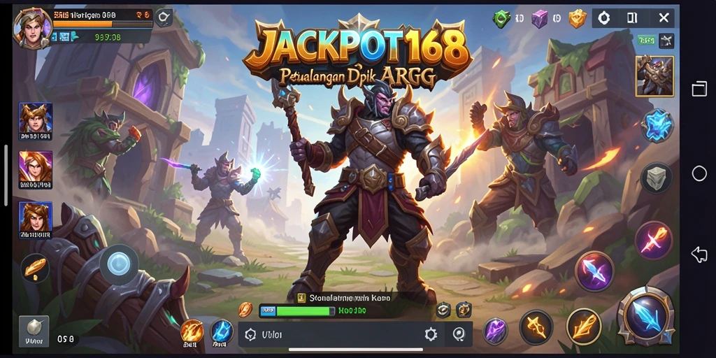Tampilan seru gameplay JACKPOT168 saat pertarungan epik.