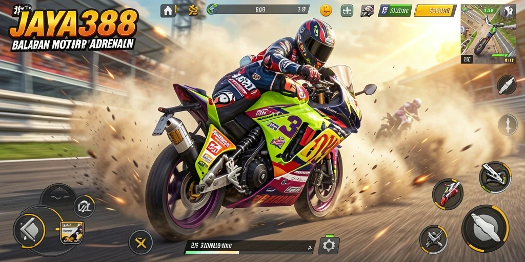 Gameplay seru balapan motor di JAYA388 dengan lintasan menantang.