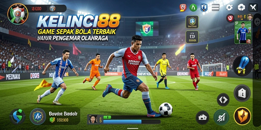 Tampilan gameplay menarik dari KELINCI88 dengan aksi sepak bola seru.